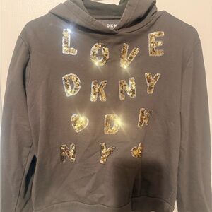 DKNY Charcoal Hoodie with Gold Sequins